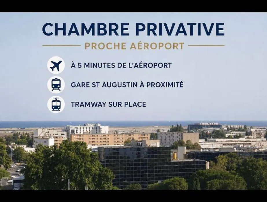 Private Room Near Airport 5 Min Train 3 Min And Tram On Site, Beach 7 Min, 2 Showers And 2 Toilets , Chambres Privatives Proche Aeroport 5 Min Train 3 Min Et Tramway Sur Place, Plage 7 Min, 2 Douches Et 2 Wc-1